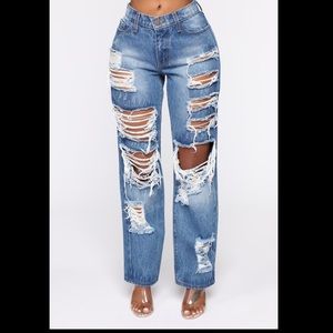 “About that time distressed boyfriend jeans”